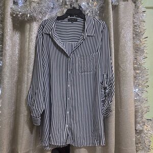 Monochrome Striped Button Down Shirt